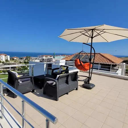 Sea And Mountain View Beachfront Penthouse Yali